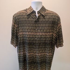 Tori Richard Black and Gold Pineapple Shirt